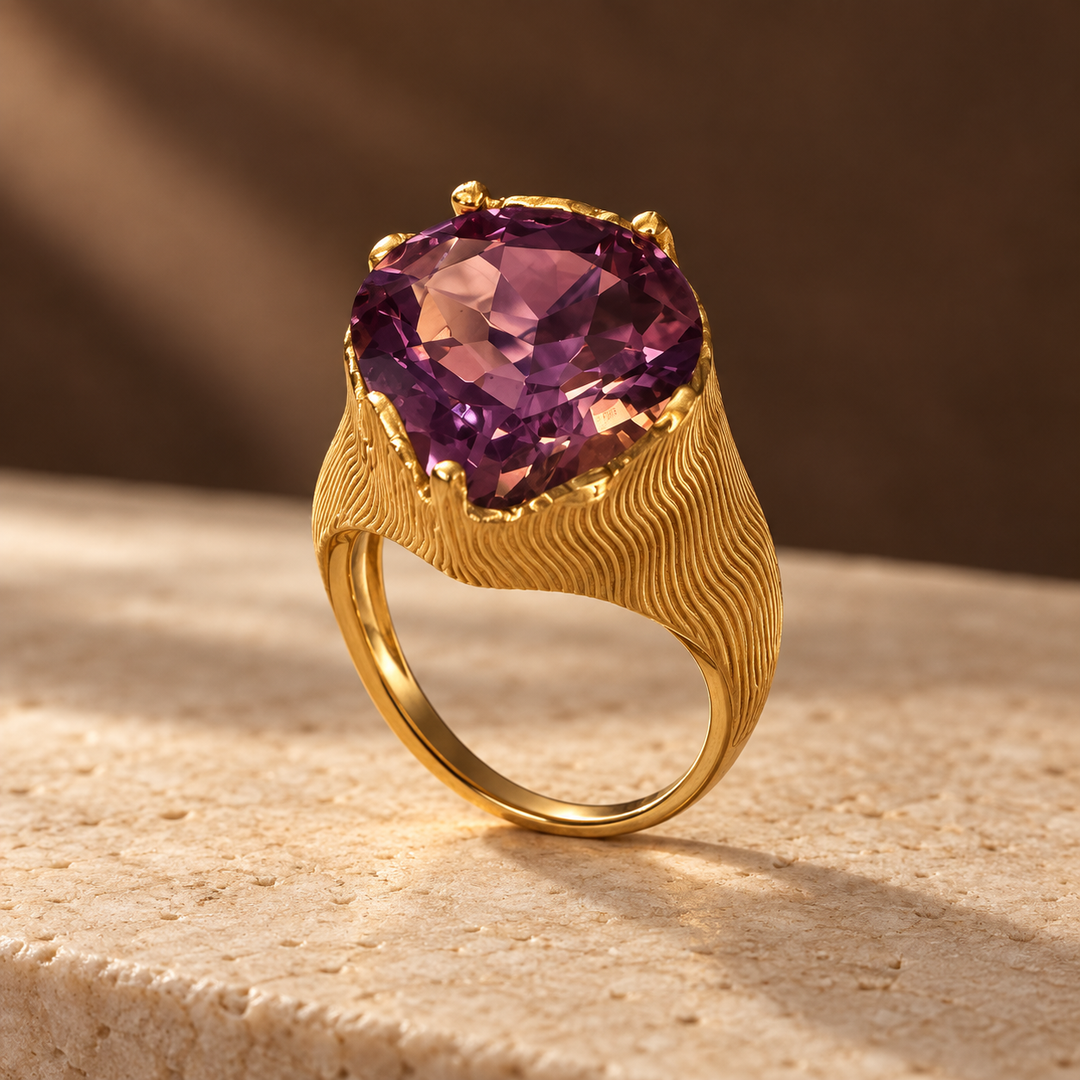 The Gilded Dune Amethyst Ring