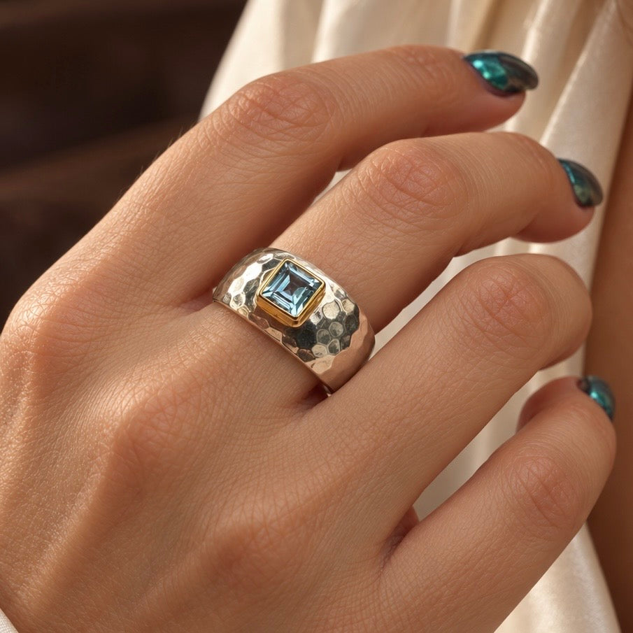 Aquamarine Horizon Sovereign Ring