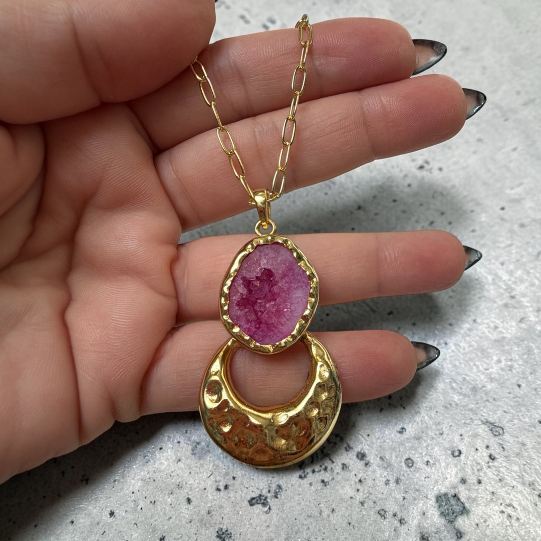 Moon Keeper Pink Druzy Pendant