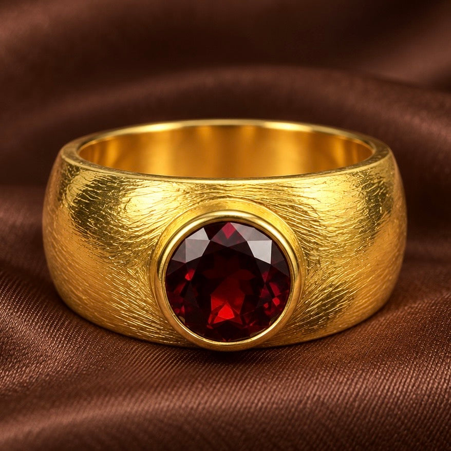 Crimson Garnet Sunring Ring