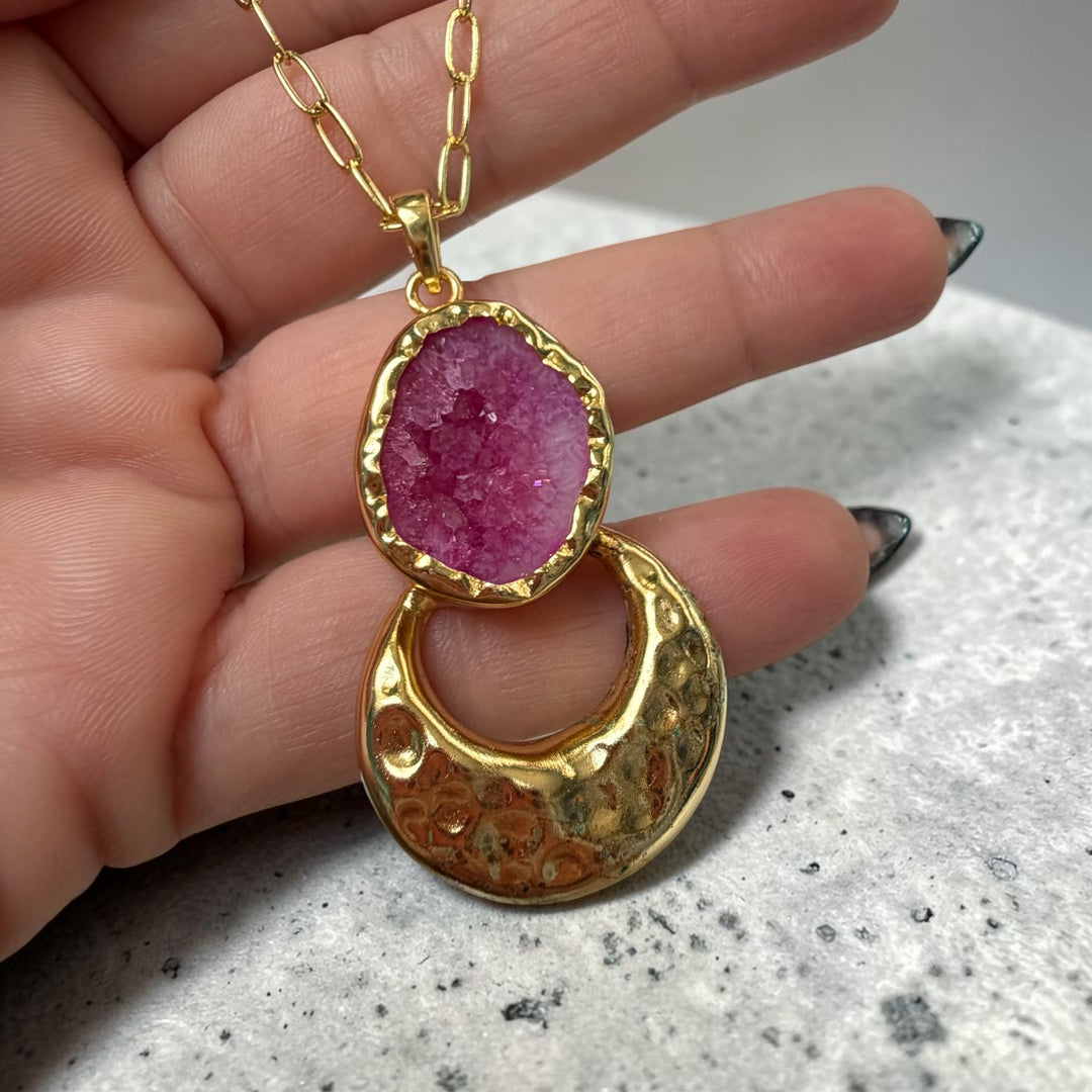 Moon Keeper Pink Druzy Pendant