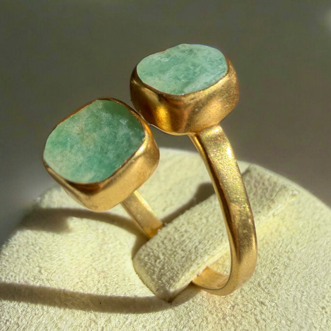 Double Stone Wrap Around  Ring 925 Sterling Silver 18K Gold Plated