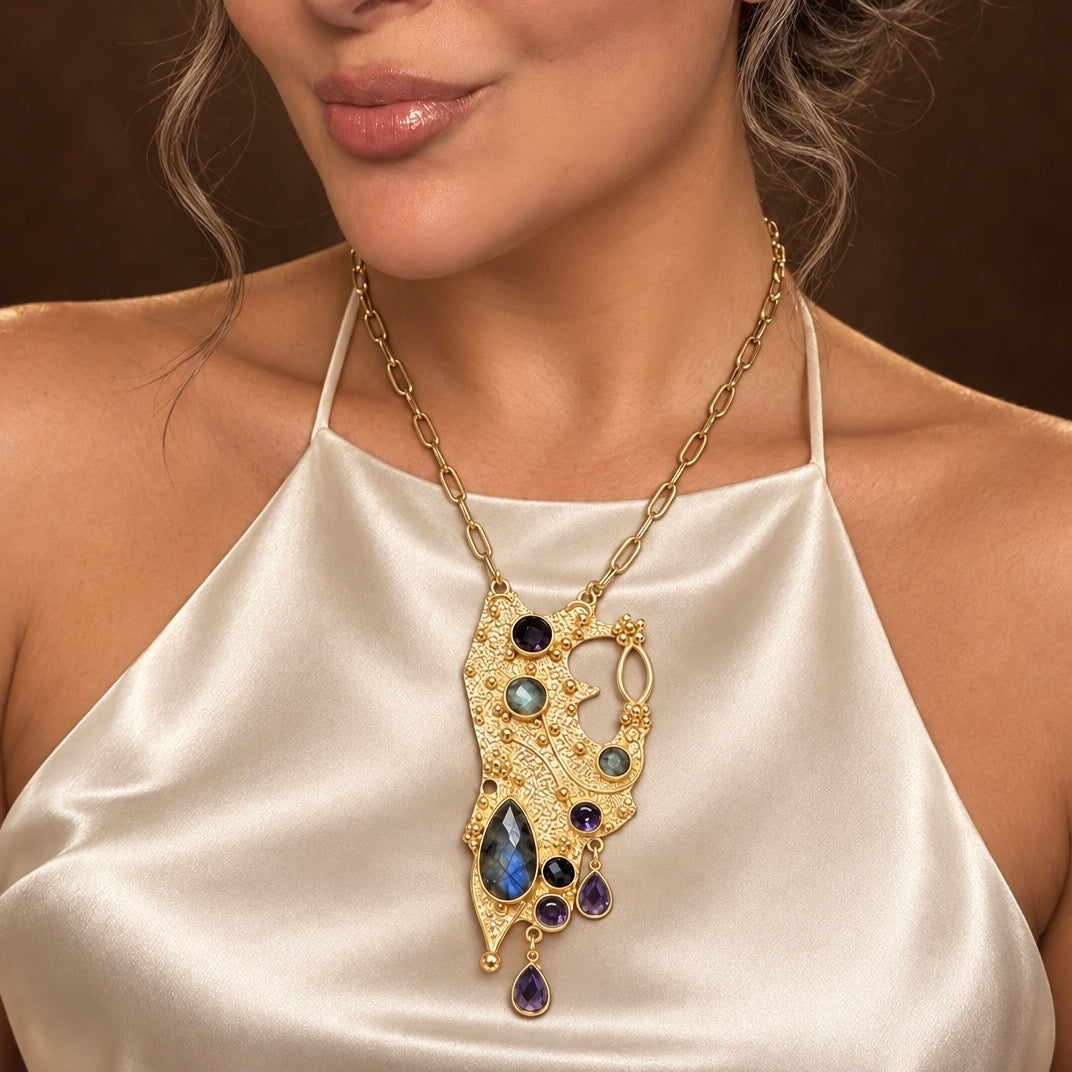 The Byzantine Empress Labradorite And Amethyst Necklace