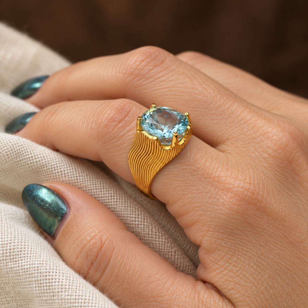 The Gilded Desert Ring | Blue Topaz