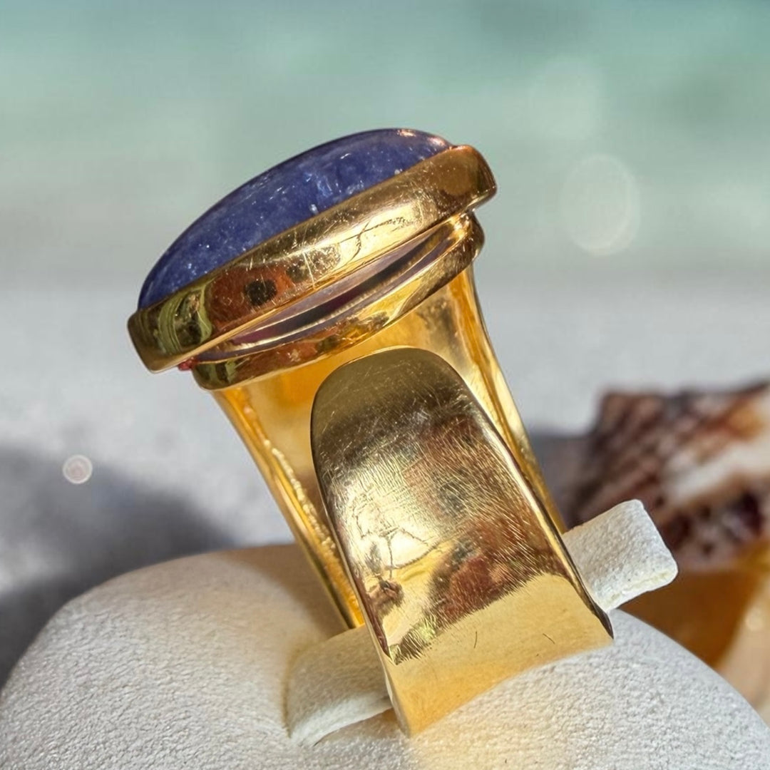 One-of-a-Kind Tanzanite Wraparound Statement Ring – 18K Gold Plated Sterling Silver