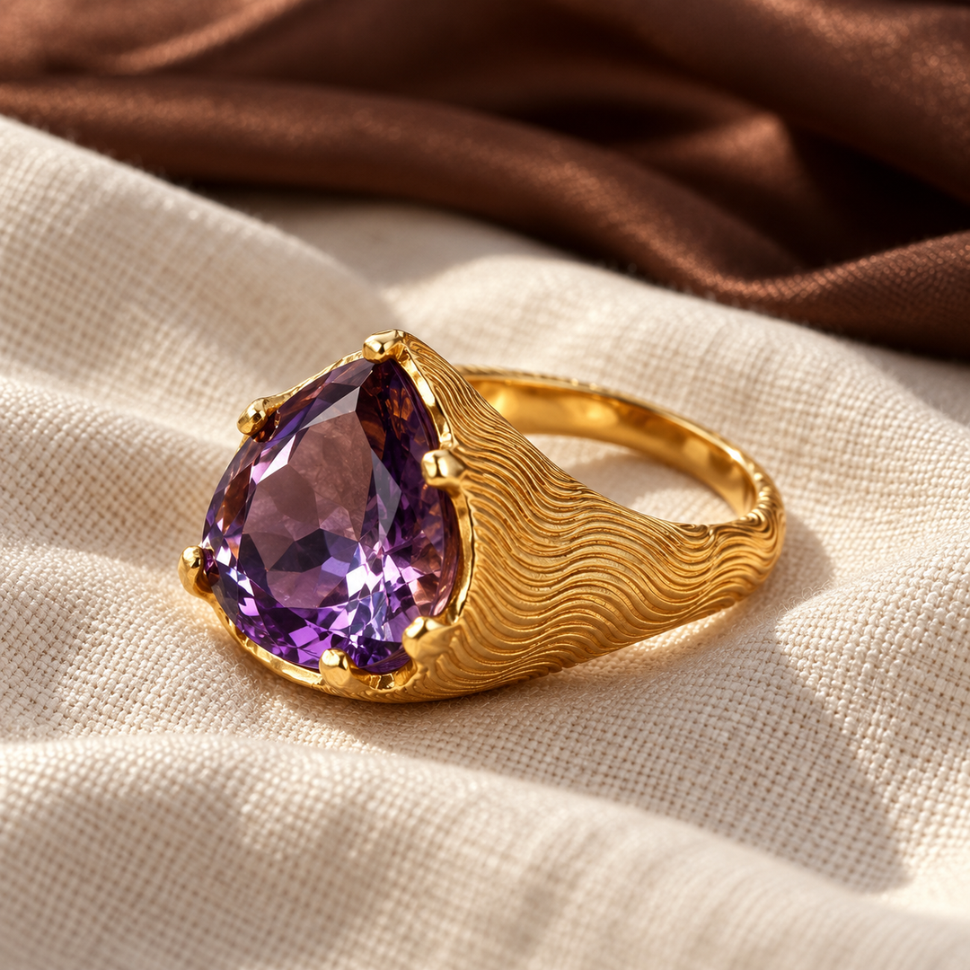Gilded Desert Amethyst Ring