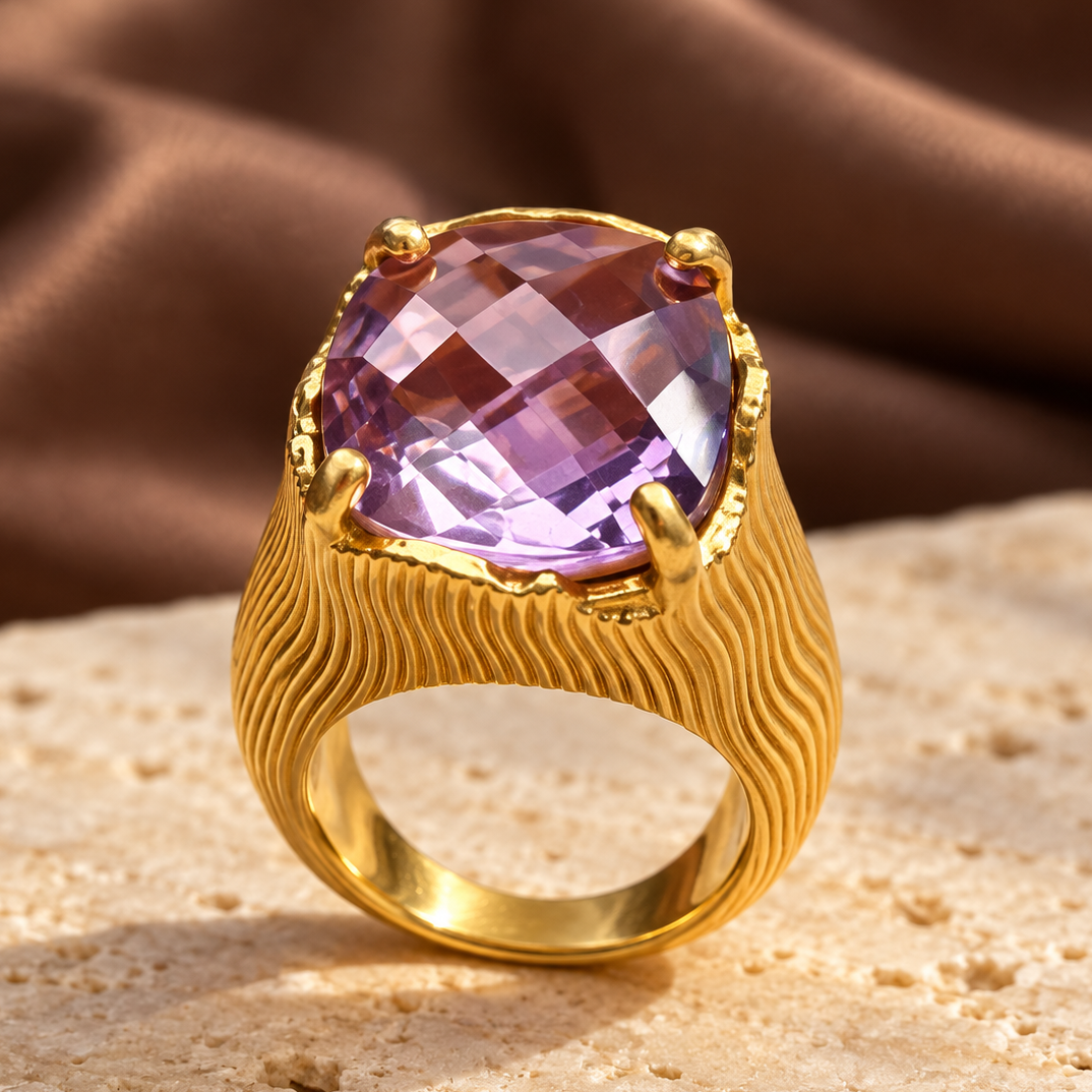 Gilded Desert Amethyst Ring