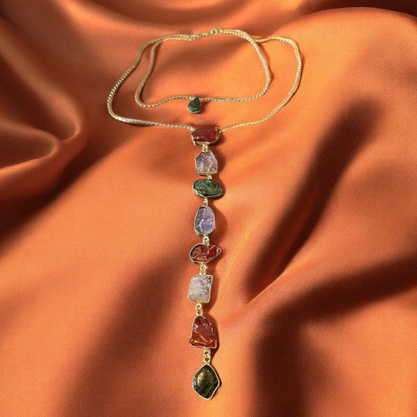 Athena’s Light Empowering Goddess Necklace
with Carnelian, Amethyst & Emerald Crystals