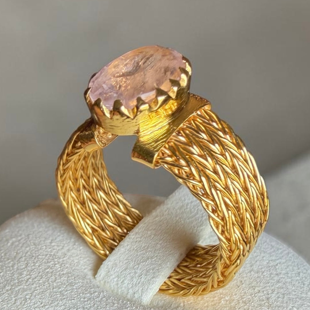 Emerald Statement Ring – One-of-a-Kind, 18K Gold Plated Sterling Silver