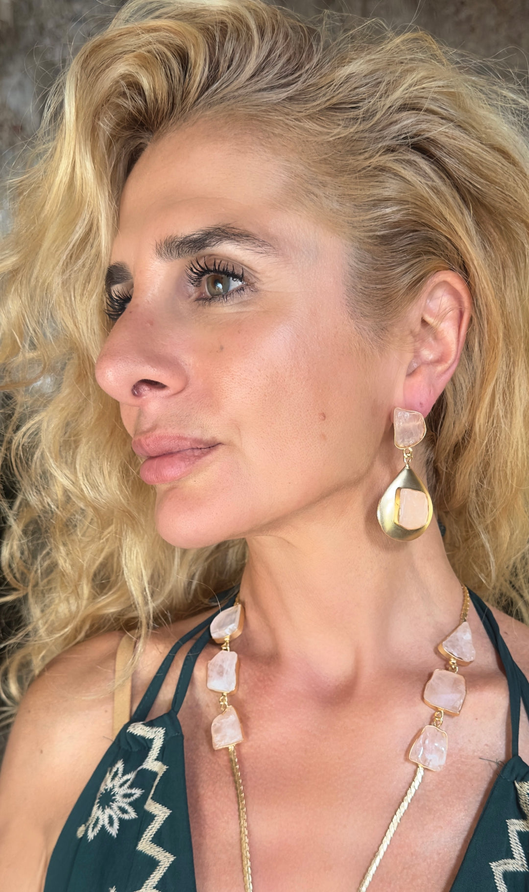The Thearys Rose Quartz Empowering Goddess Necklace