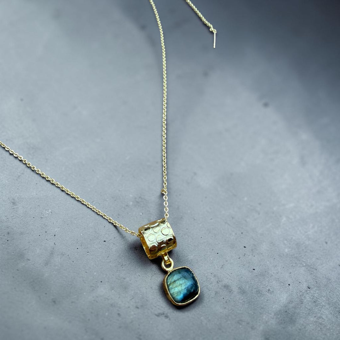 Labradorite Whisper Natural Labradorite Pendant Necklace – 18K Gold Plated