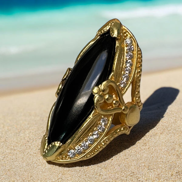 Empress Power Ring Obsidian or Green Aventurine