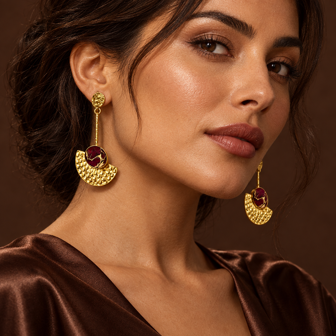 Hammered Mojave Drop Earrings Ruby Mojave