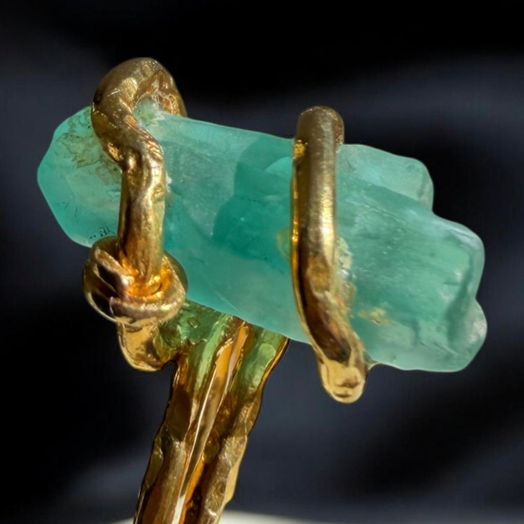 Natural Aquamarine Crystal Wrap Ring – 18K Gold Vermeil