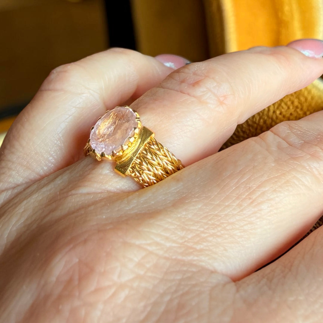 Emerald Statement Ring – One-of-a-Kind, 18K Gold Plated Sterling Silver
