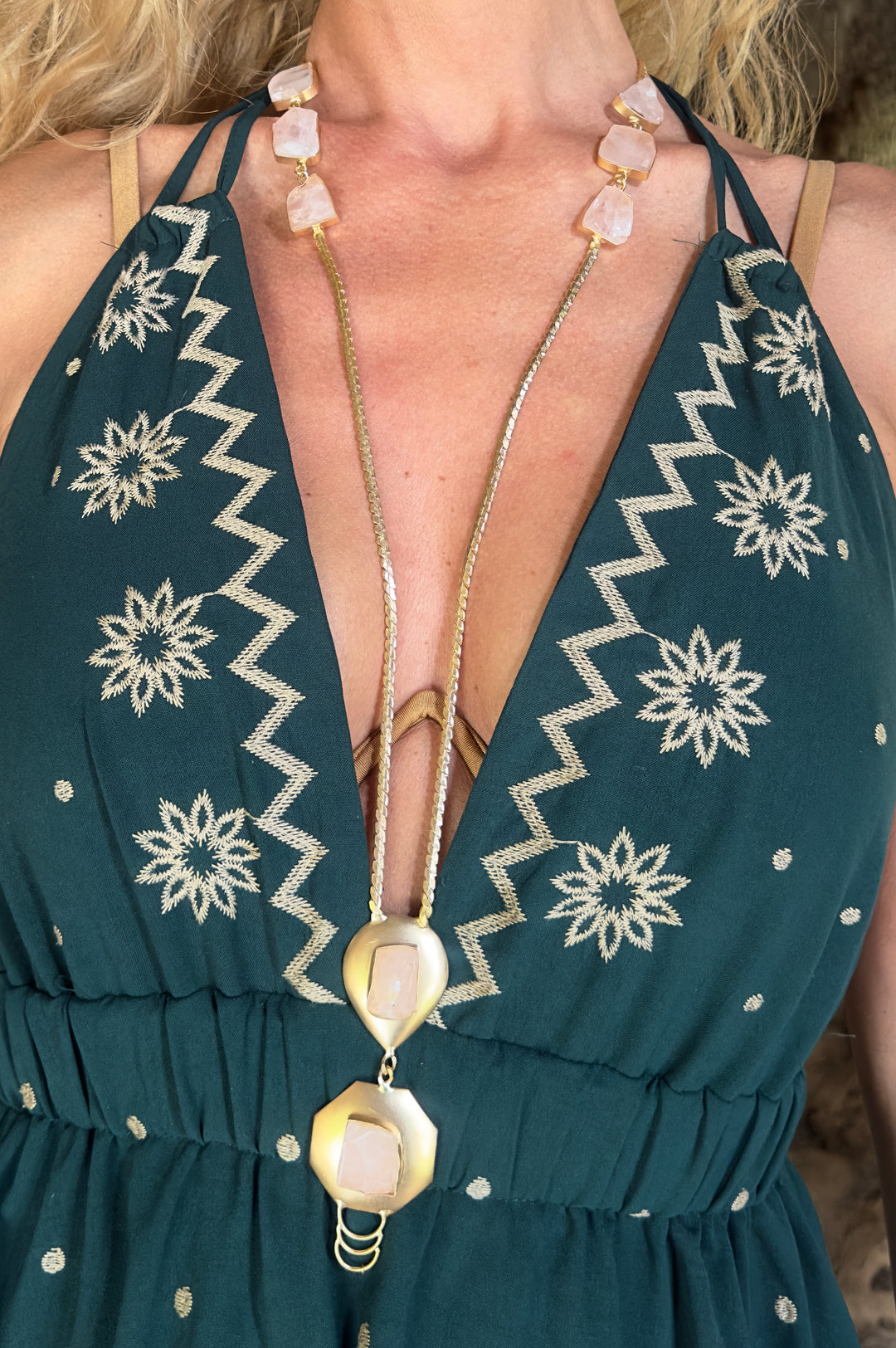 The Thearys Rose Quartz Empowering Goddess Necklace