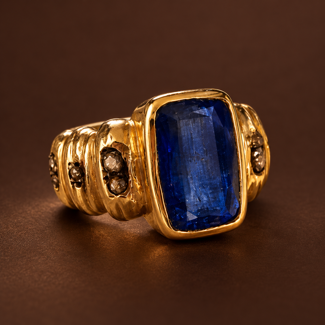 The Kyanite Empress Ring | Kyanite & Diamond Statement Ring
