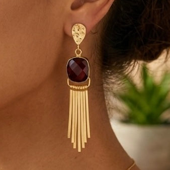 Cosmic Flame Earrings – Gold Statement with Garnet