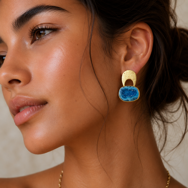 Blue Agate Druzy.earrings