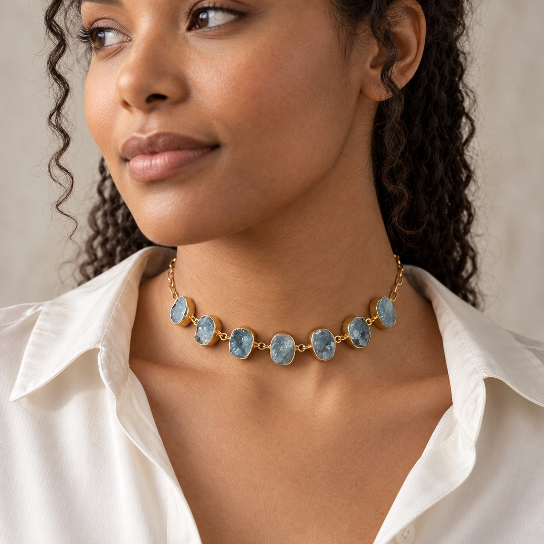 Seven-Stone Aquamarine Choker