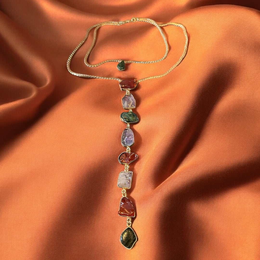 Athena’s Light Amethyst, Carnelian And Emerald Necklace