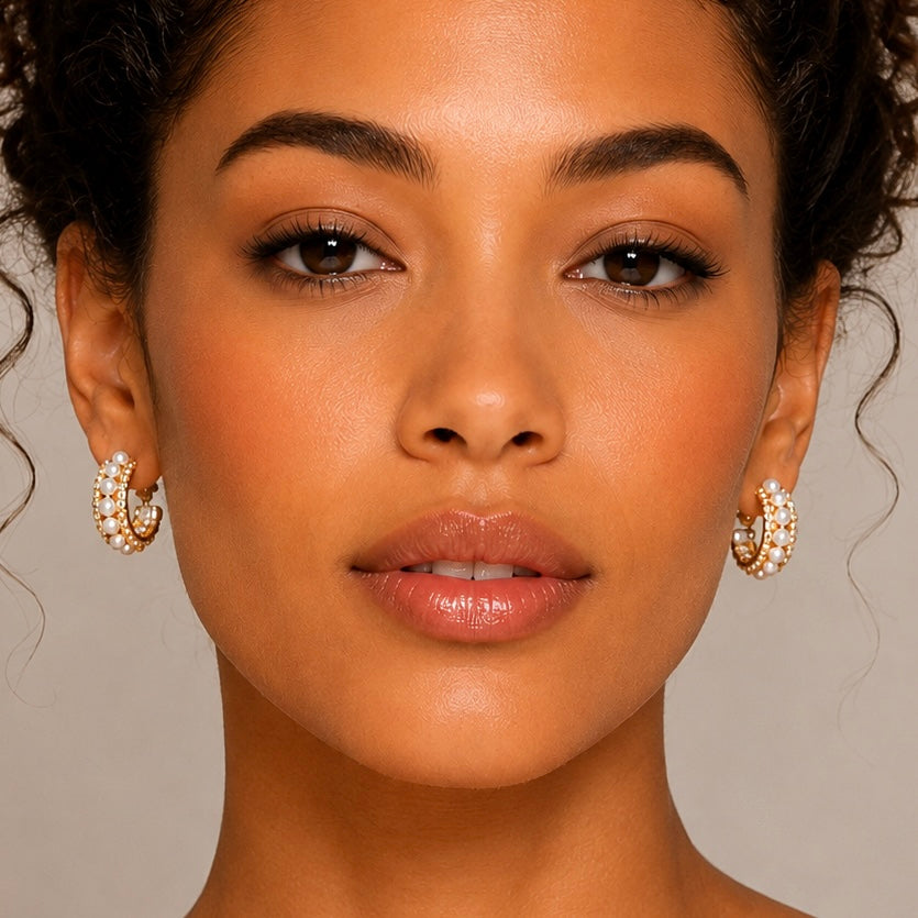 Freshwater Pearl And Zirconia 
Hoop Earrings