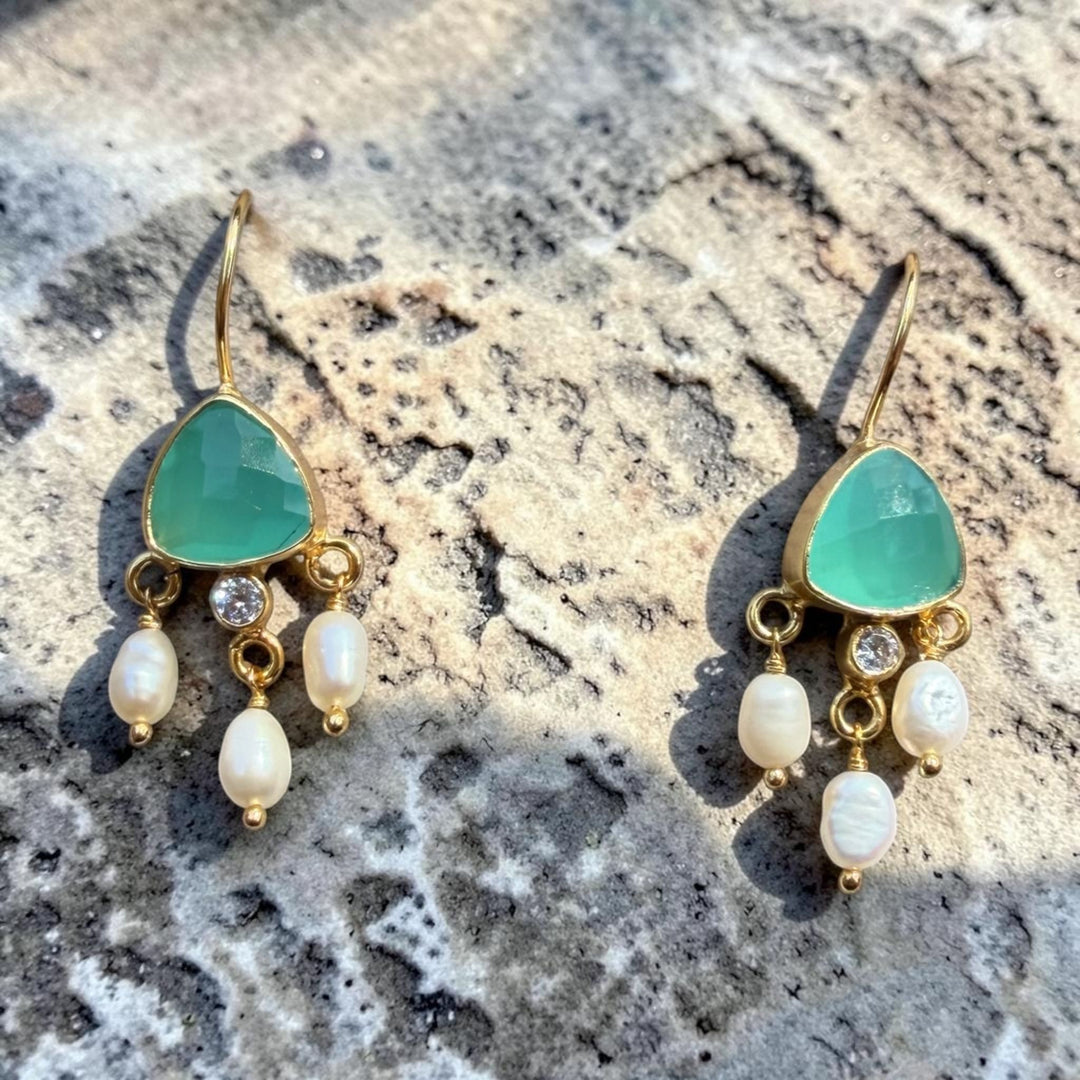 Celeste Gemstone & Pearl Drop Earrings