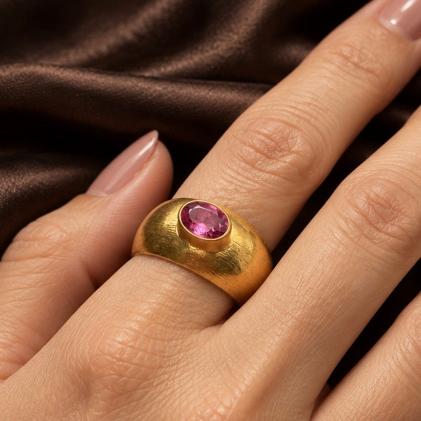 Pink Tourmaline Sovereign Ring