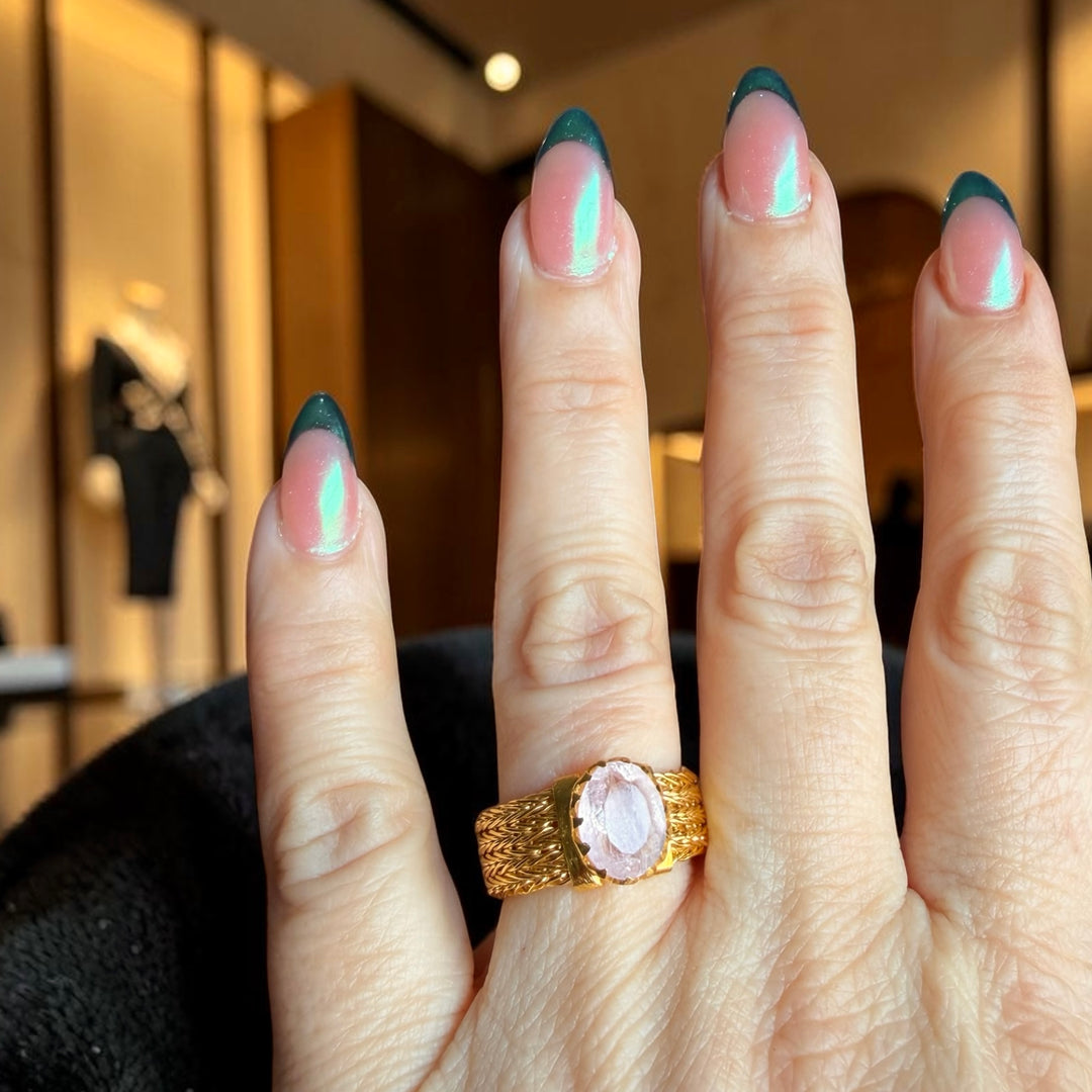 Emerald Statement Ring – One-of-a-Kind, 18K Gold Plated Sterling Silver