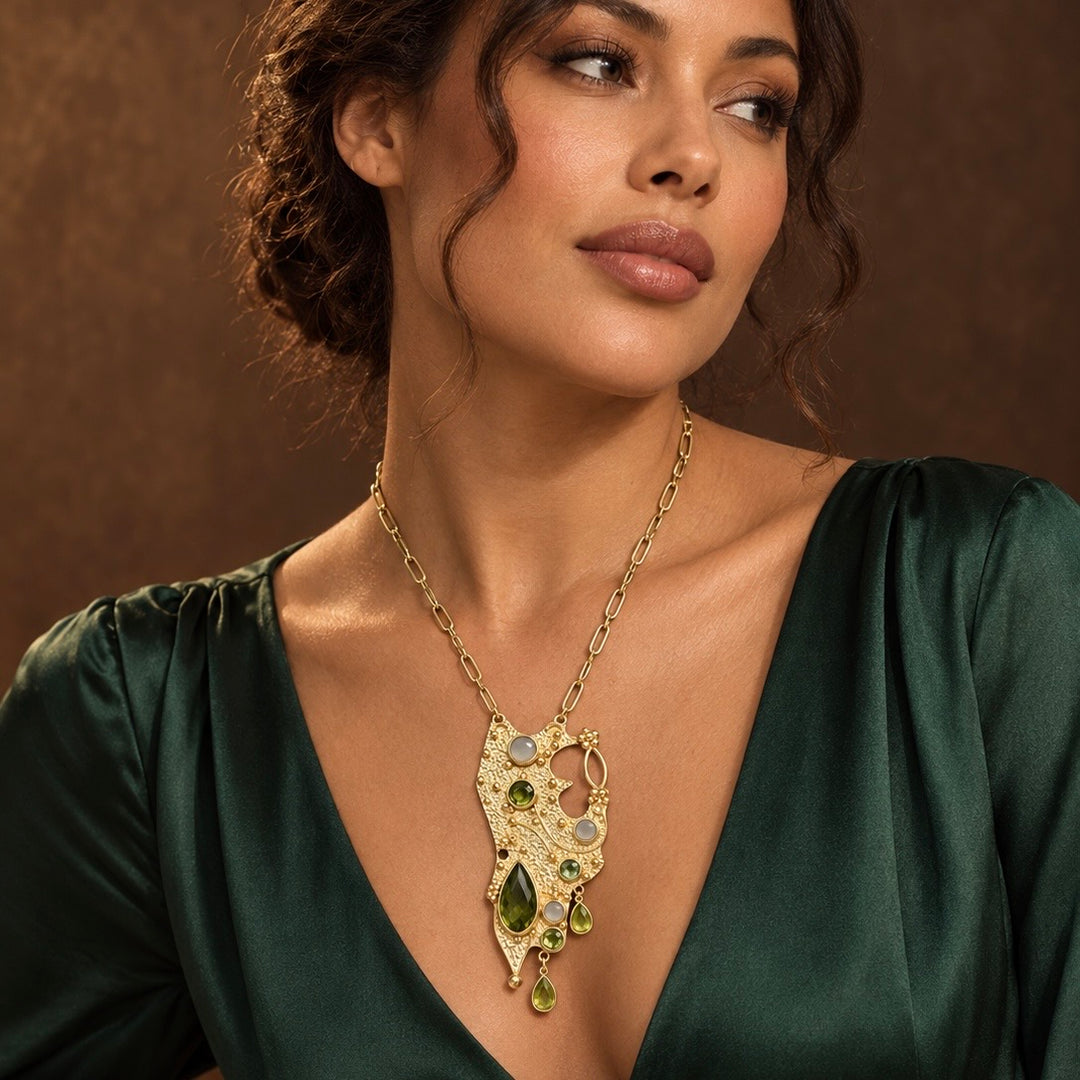 The Byzantine Empress Moonstone and Peridot Necklace