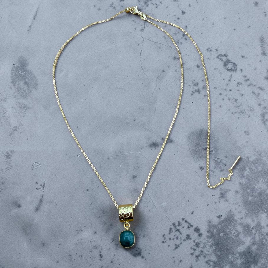 Emerald Whisper Natural Emerald Pendant Necklace – 18K Gold Plated