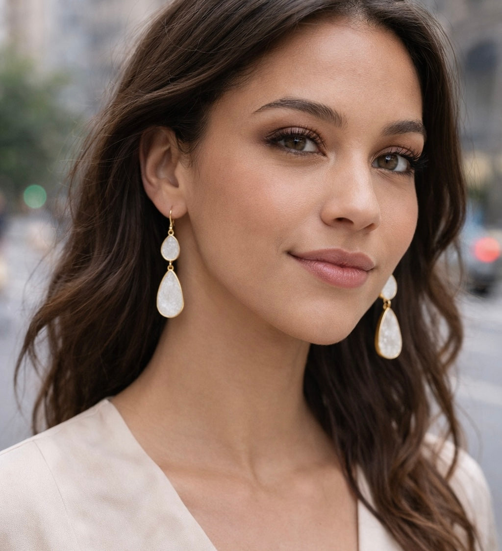 Aurora Druzy Drop Earrings