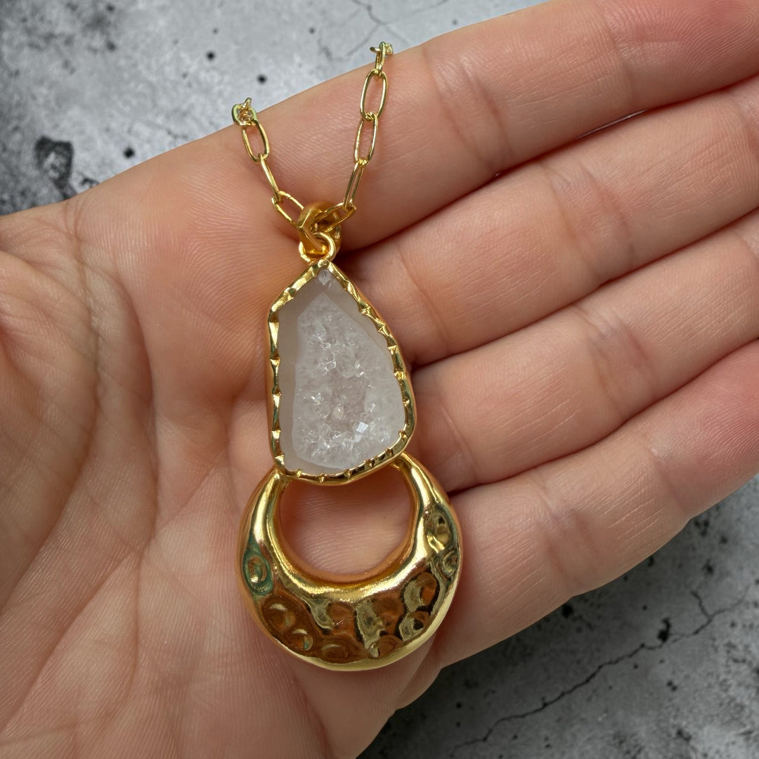 Moon Keeper White Druzy Pendant