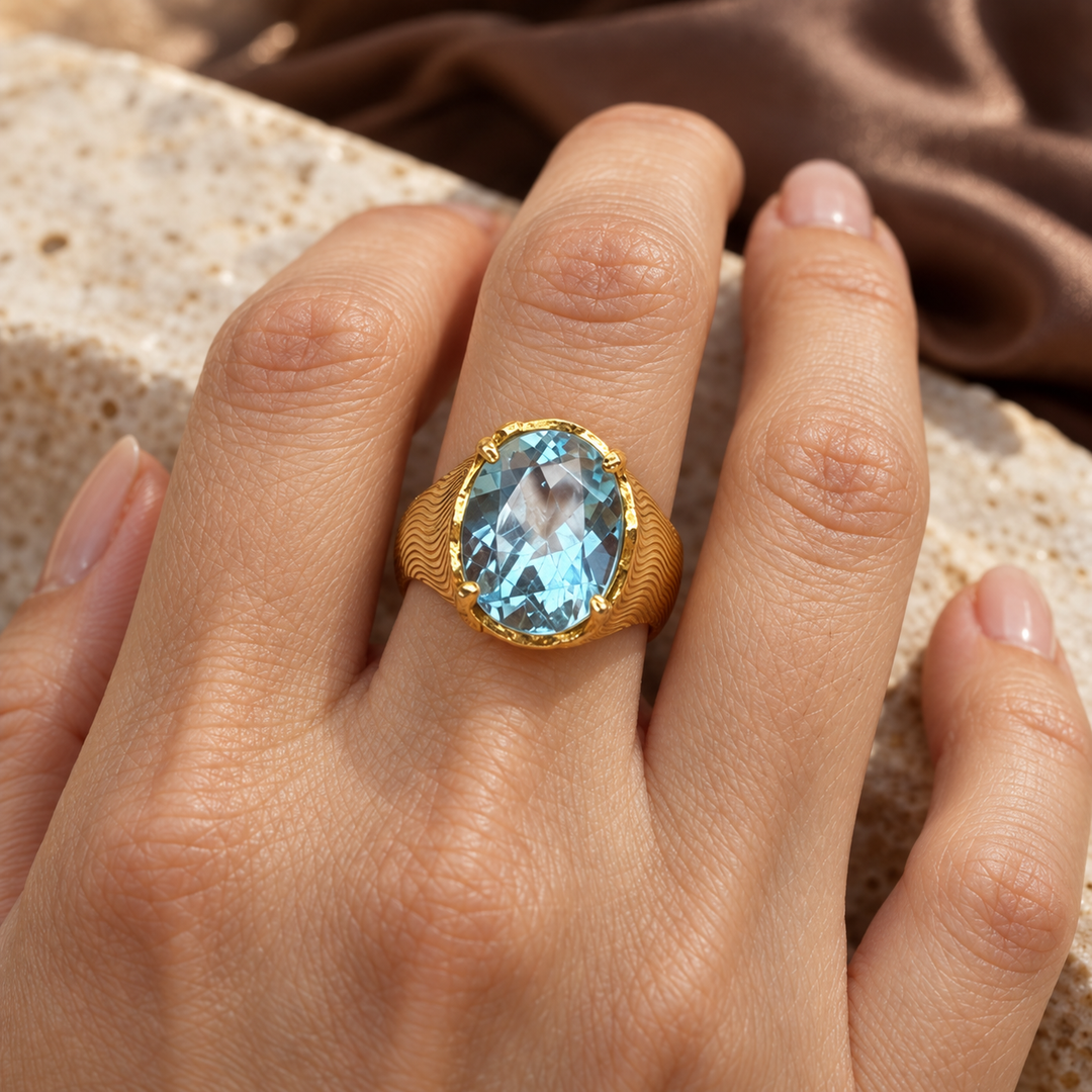 The Gilded Desert Ring | Blue Topaz