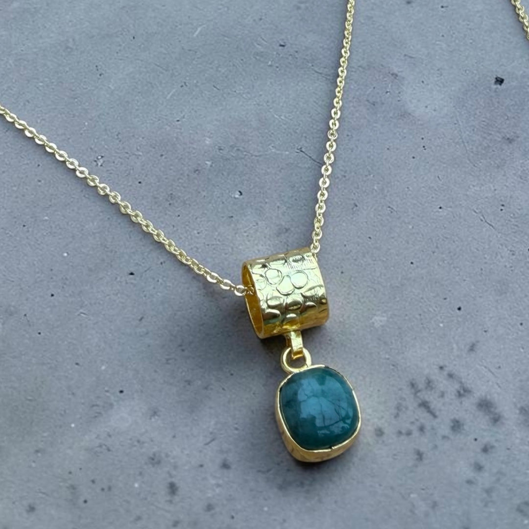 Emerald Whisper Natural Emerald Pendant Necklace – 18K Gold Plated