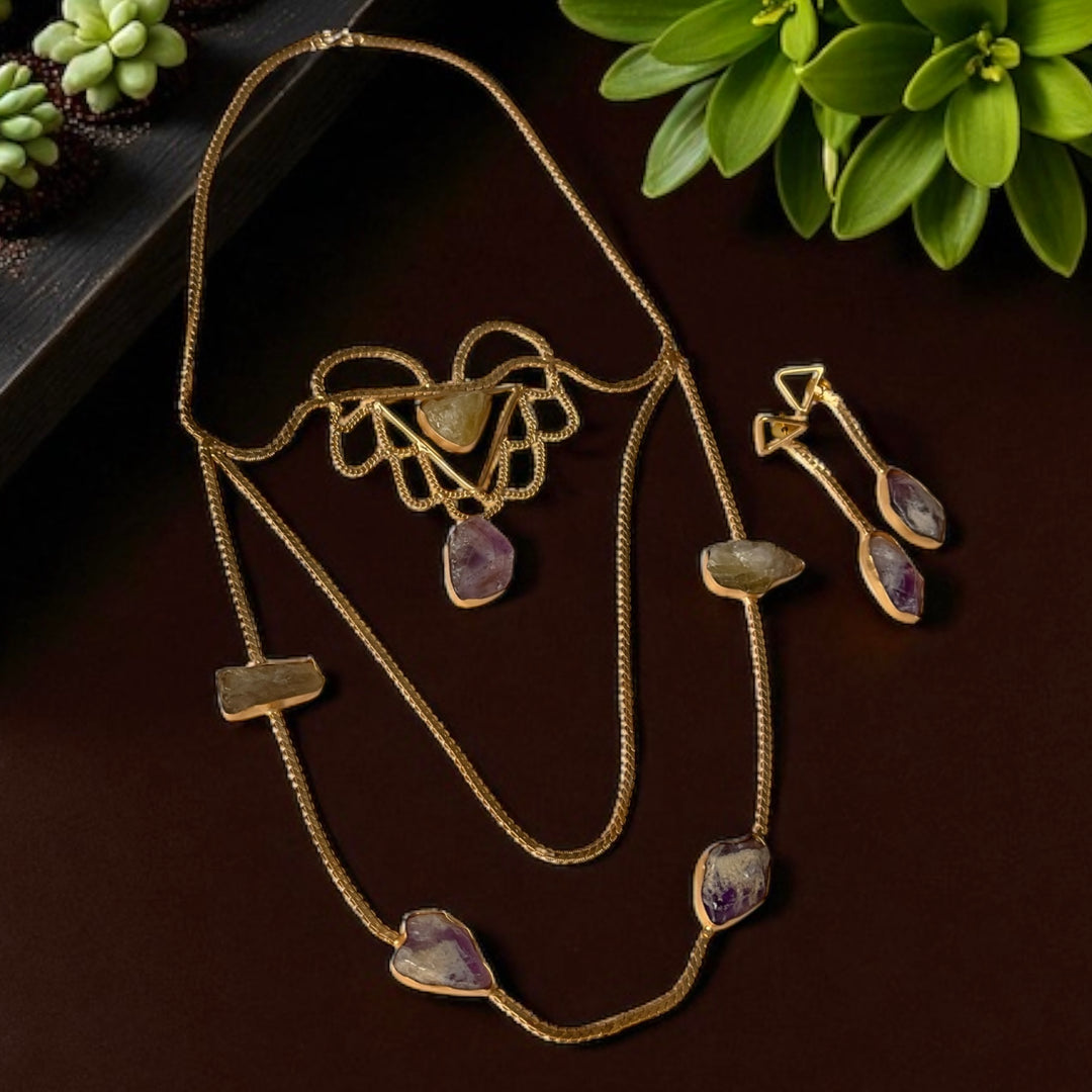 The Empress Prasiolite And Amethyst Necklace Set