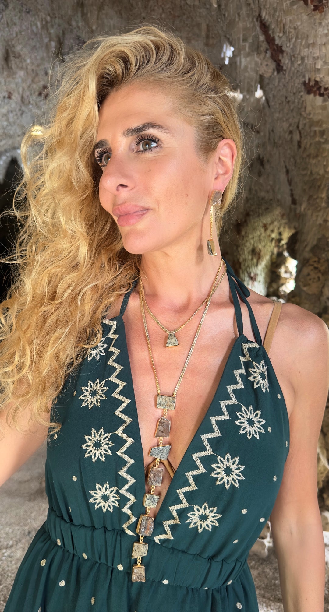 Athena’s light Serpentine And Smokey Quartz Necklace
