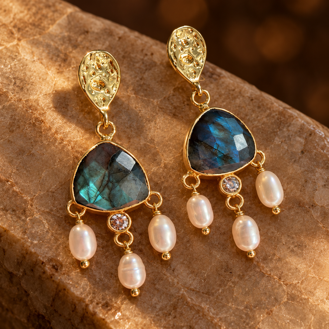 Blue Reverie Labradorite & Pearl Earrings