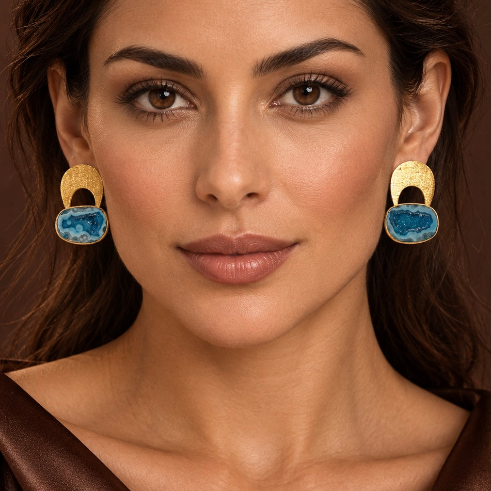 Temple Blue Druzy Earrings