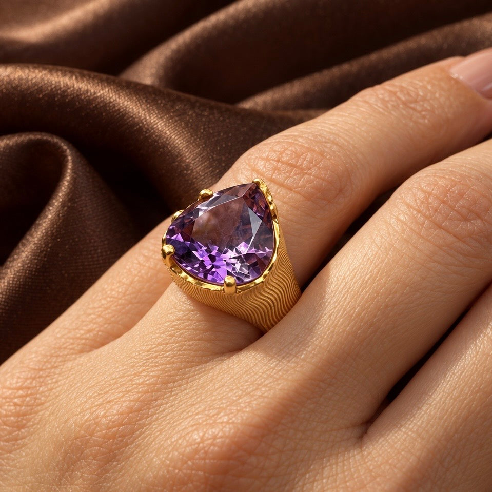 Gilded Desert Amethyst Ring