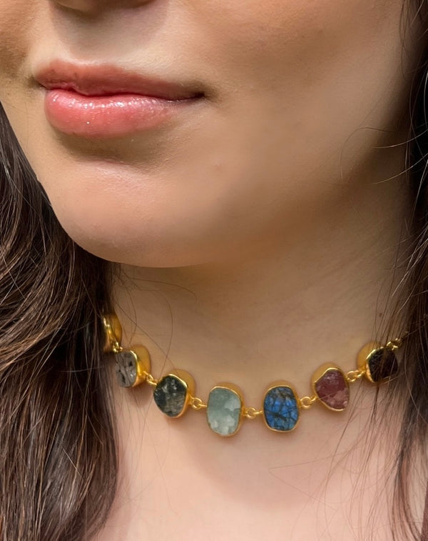 "Mystique Ember Seven Stone Choker Necklace