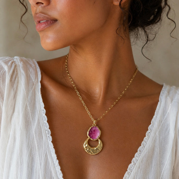 Moon Keeper Pink Druzy Pendant