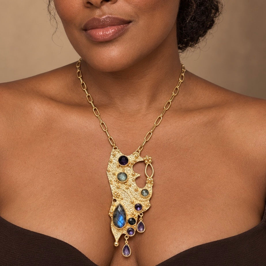 The Byzantine Empress Labradorite And Amethyst Necklace