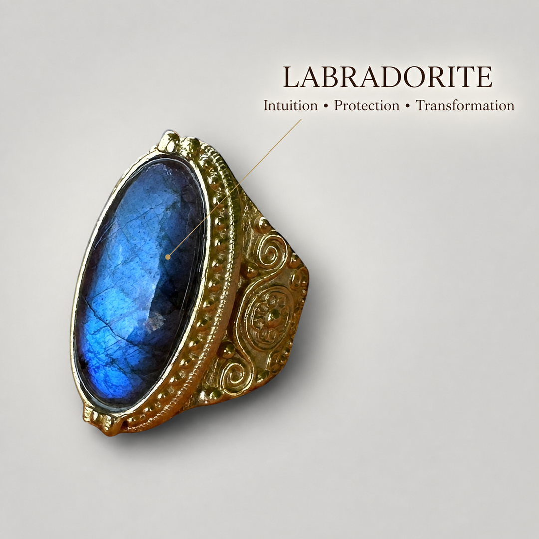 Moonlight Sorceress Labradorite Ring &amp; Amazon Queen Amazonite Ring (Copy)