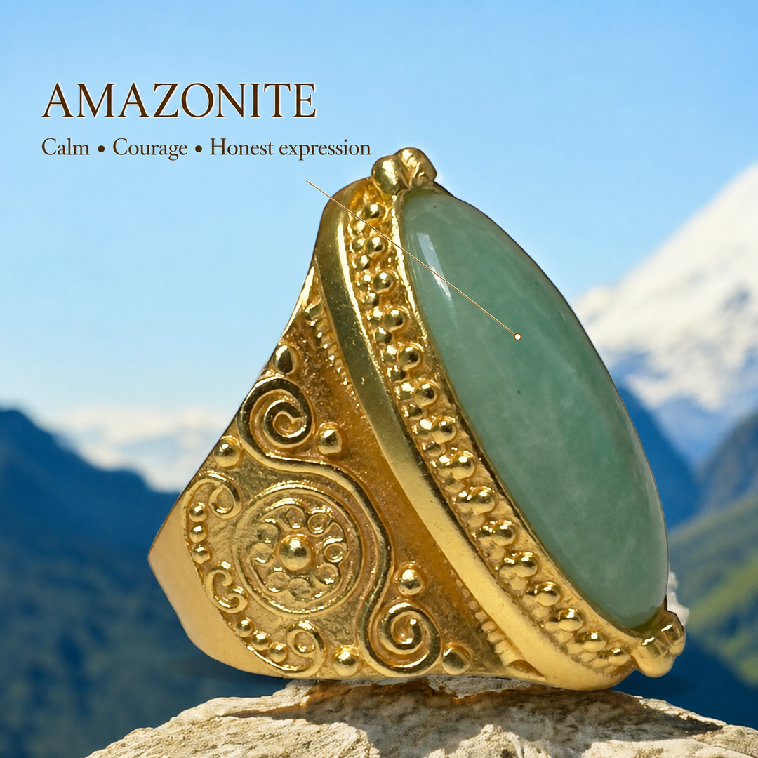 Moonlight Sorceress Labradorite Ring &amp; Amazon Queen Amazonite Ring (Copy)