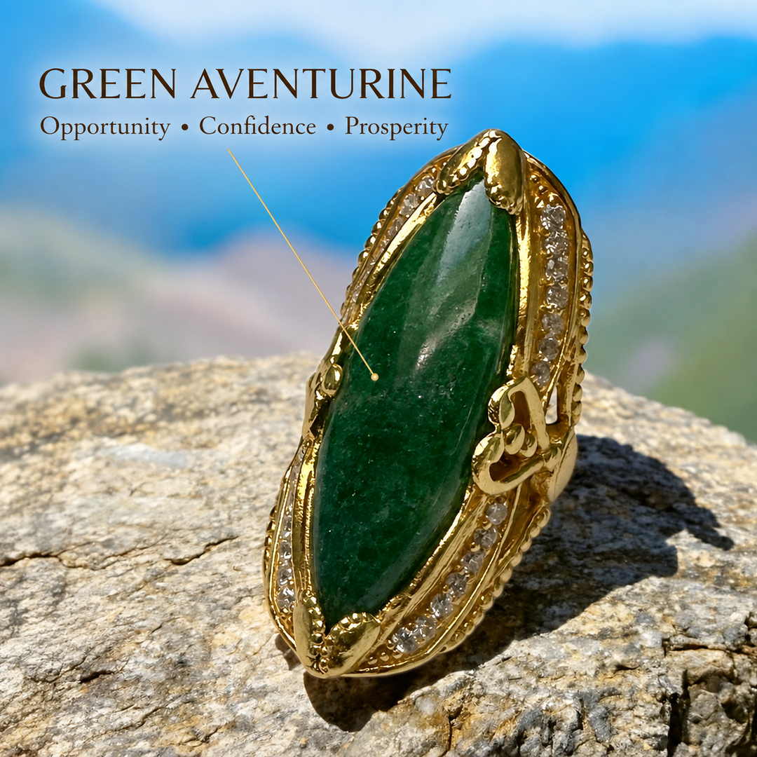 Empress Power Ring Obsidian or Green Aventurine