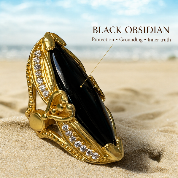Empress Power Ring Obsidian or Green Aventurine