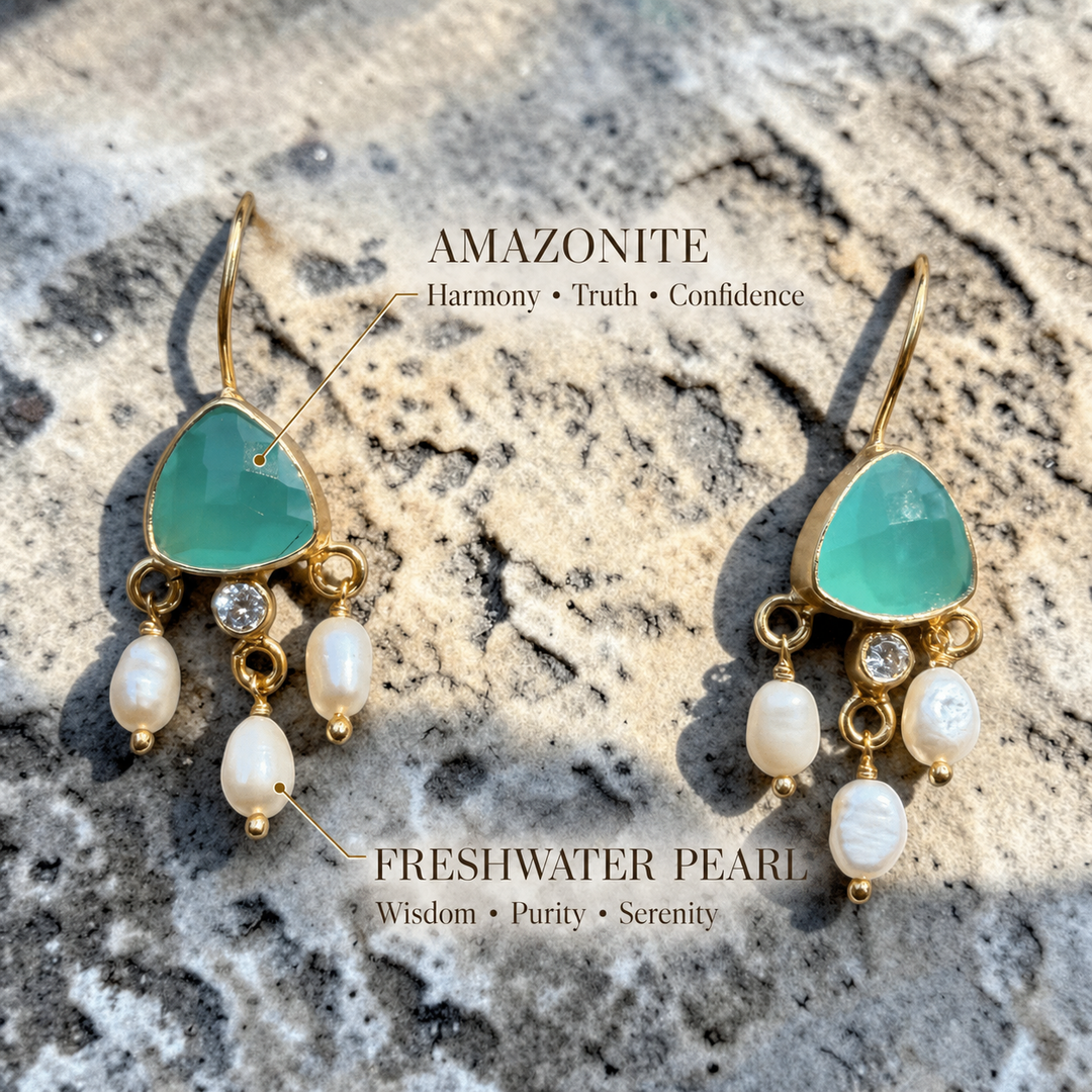 Celeste Gemstone & Pearl Drop Earrings