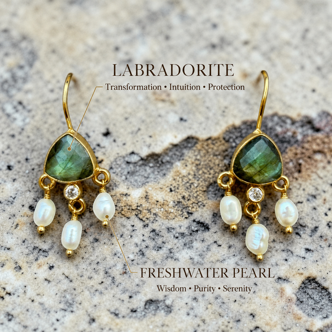 Celeste Gemstone & Pearl Drop Earrings