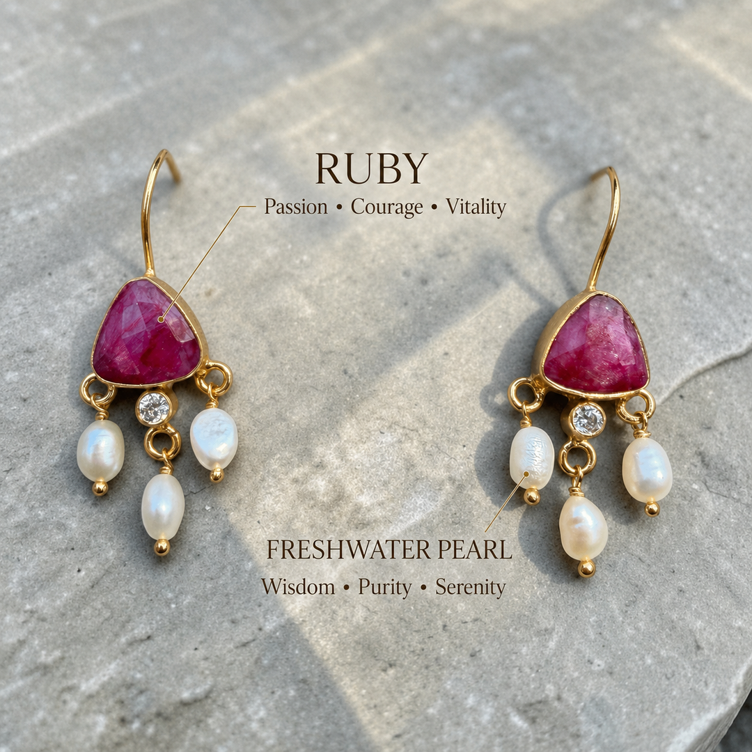 Celeste Gemstone & Pearl Drop Earrings